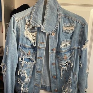 forever 21 jean jacket with rips